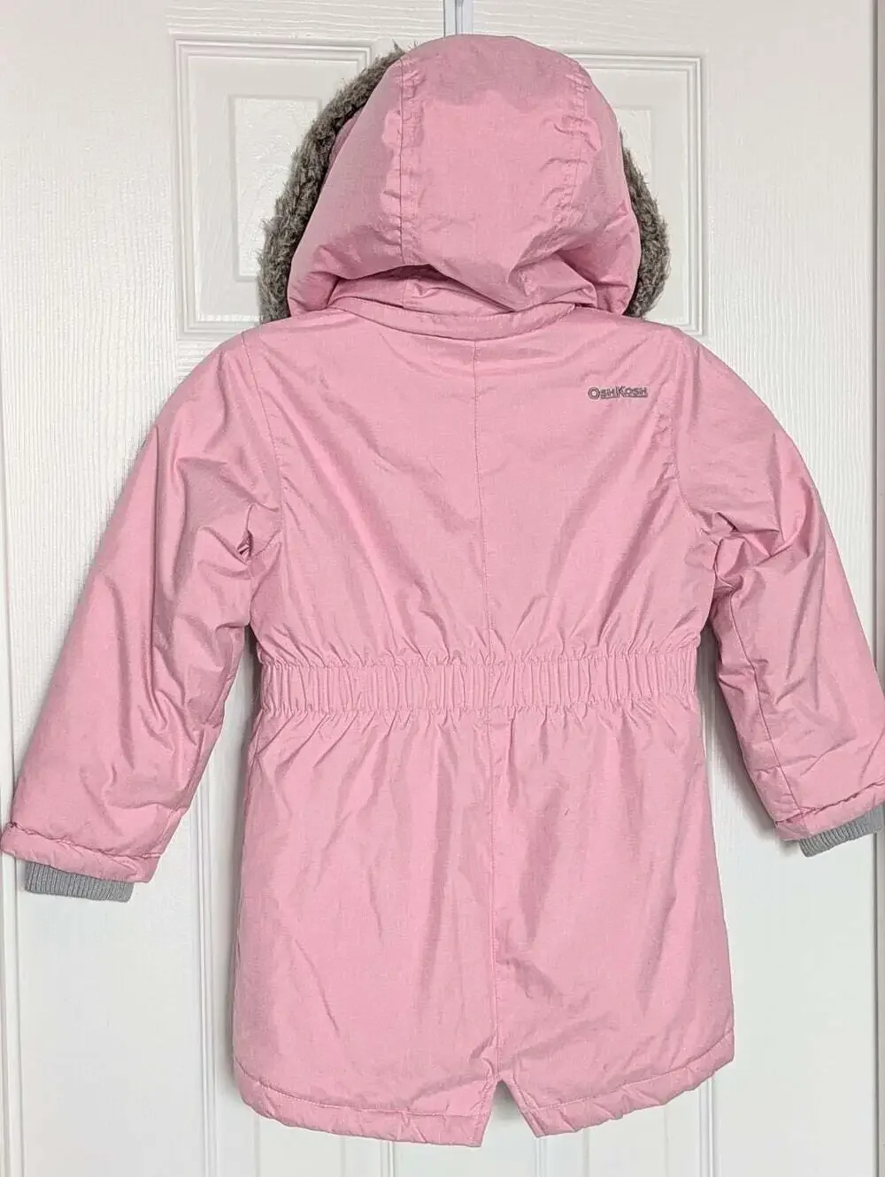 OshKosh B'gosh Girls' (4T) Pink Puffer Jacket/Coat w/ Faux Fur Removable Hood